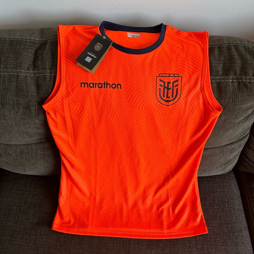 Marathon Authentic Ecuador Team Training Sleeveless Orange Jersey Men’s Sz: M